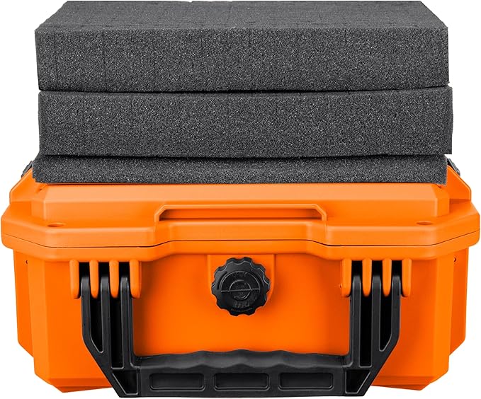 Eylar 11.8" Intact Series Compact Hard Camera Case, Lightweight and Durable Stacker Design with Foam (Orange)