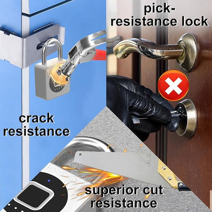 eLinkSmart Gym Locker Padlock - Fingerprint Mobile APP Unlock Remote Unlock: Waterproof Keyless Biometric Padlock for Gym Locker Field Box Footlocker Tool Box Gun Case Type-C Silver