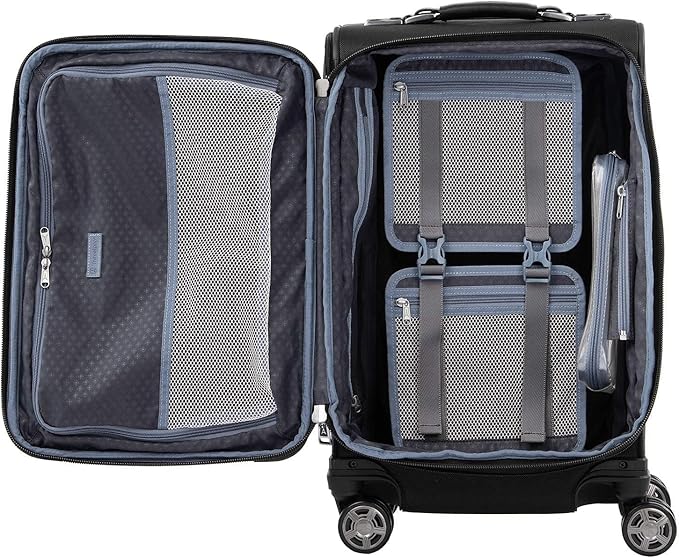 Travelpro Platinum Elite Softside Expandable Luggage, 8 Wheel Spinner Suitcase, TSA Lock, Men and Women (Shadow Black, 2-Piece Set (21/25))