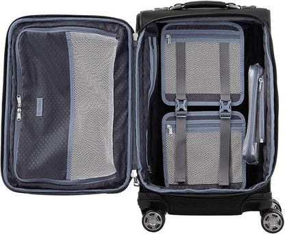 Travelpro Platinum Elite Softside Expandable Luggage, 8 Wheel Spinner Suitcase, TSA Lock, Men and Women (Shadow Black, 2-Piece Set (21/25))