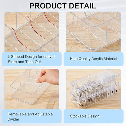 Tatuo 2 Pcs Cable Organizer Box with Wire Ties, Plastic Cord Storage Box with Lid, Electronics Organizer for Home Office Desk Organizers and Accessories (Clear)