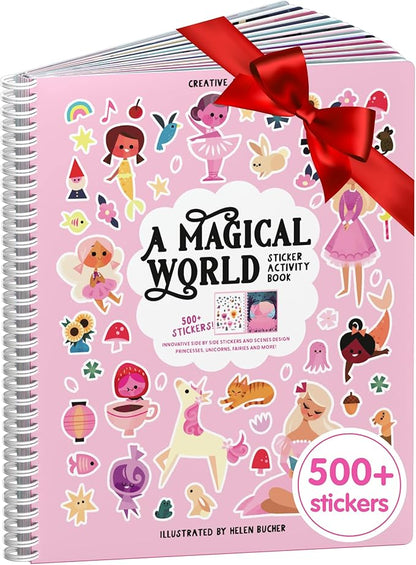 Cupkin Princess Sticker Book Activity for Kids, A Magical World by Cupkin, Toddler Airplane Travel Essentials, 500+ Stickers for Kids 12 Scenes + Coloring Book Pages, Princess Gift, Crafts Ages 2-8