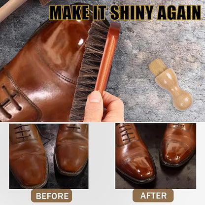 14 Pcs Premium Shoe Shine & Care Kit, Leather Boot Polish and Cleaning Tools - Shoe Care Set for Men & Women