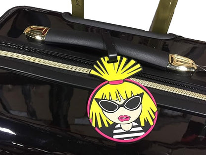 Betsey Johnson 26 Inch Checked Luggage Collection - Expandable Scratch Resistant (ABS + PC) Hardside Suitcase - Designer Lightweight Bag with 8-Rolling Spinner Wheels (Heart to Heart Black)