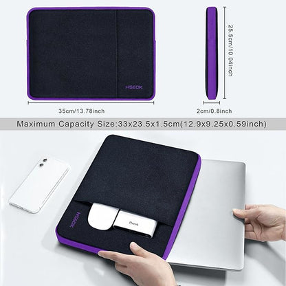 Slim Laptop Case 13.3 14 inch Sleeve, Rainproof & Shockproof Carrying Case for Notebooks Compatible with MacBook Pro 14" and All Models 13.3" MacBook Air/Pro, Most Popular 13"-14" PC,Black-Purple