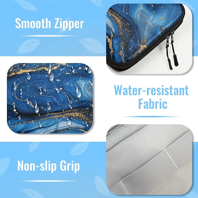 Cable Organizer Travel Blue Swirls Marble Electronics Tech Accessories Carry Pouch Waterproof Large Cord Organizer Case for Power Bank Charger Phone Earphone