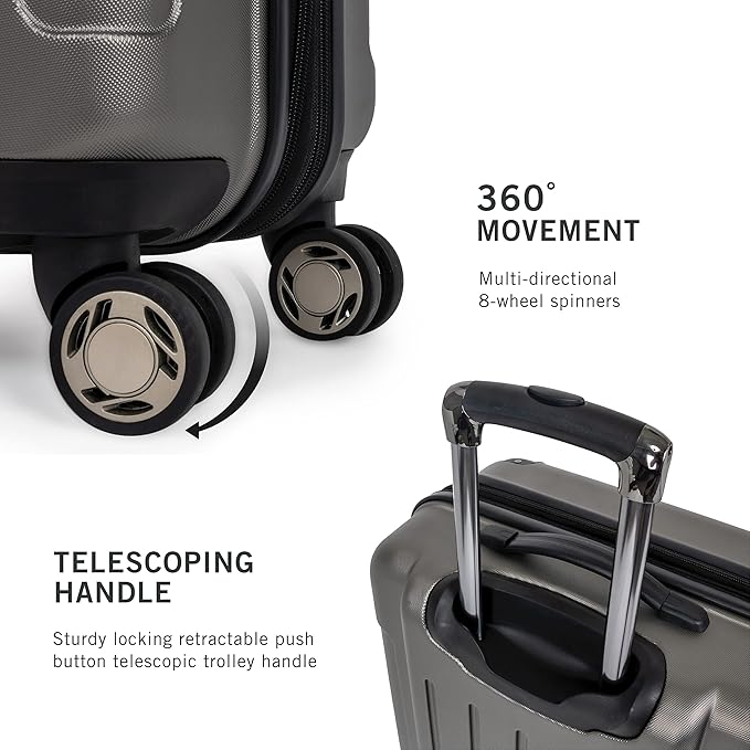 Kenneth Cole REACTION Renegade Luggage Expandable 8-Wheel Spinner Lightweight Hardside Suitcase, Silver, 28-Inch Checked