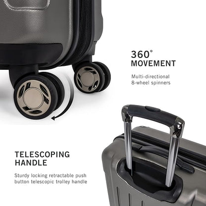Kenneth Cole REACTION Renegade Luggage Expandable 8-Wheel Spinner Lightweight Hardside Suitcase, Silver, 28-Inch Checked