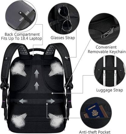 VECKUSON Unisex 18.4 Inch Laptop Backpack, Purple Rfid, For College Students And Adults