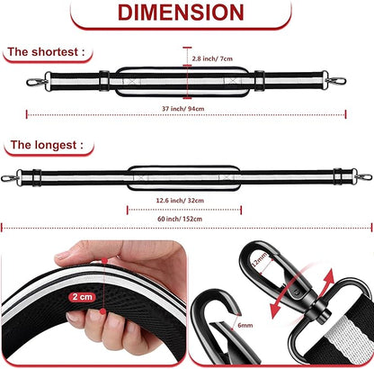 ZINZ 60" Universal Bag Strap with Ultra-Thick Fixed Breathable Pad Adjustable Heavy-Duty Shoulder Strap for Laptop Bag Crossbody Luggage Gym Bag Camera Bag and More -TW01B03