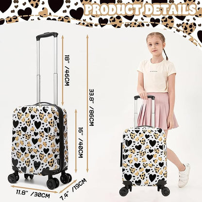 Kid's Luggage Set 2 Piece Suitcase Set Hardside Luggage with Spinner Wheels Girls Carry on Toddler Travel Rolling Suitcase with Neck Pillow Airline Approved