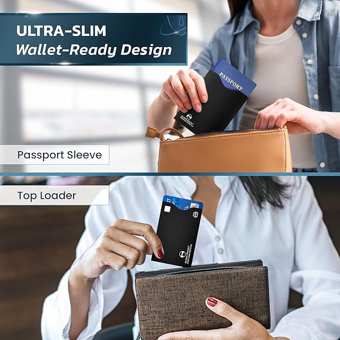 RFID Blocking Credit Card Sleeves 18-Piece Set – 14 Color-Coded Card Protectors with 4 Passport Holders – Slim Water-Resistant Anti-Theft Protection for Travel