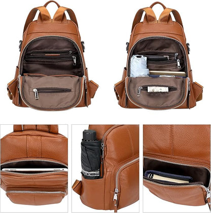 ALTOSY Soft Leather Backpack Purse For Women -theft Backpacks Versatile Shoulder Bag（S81 Brown）