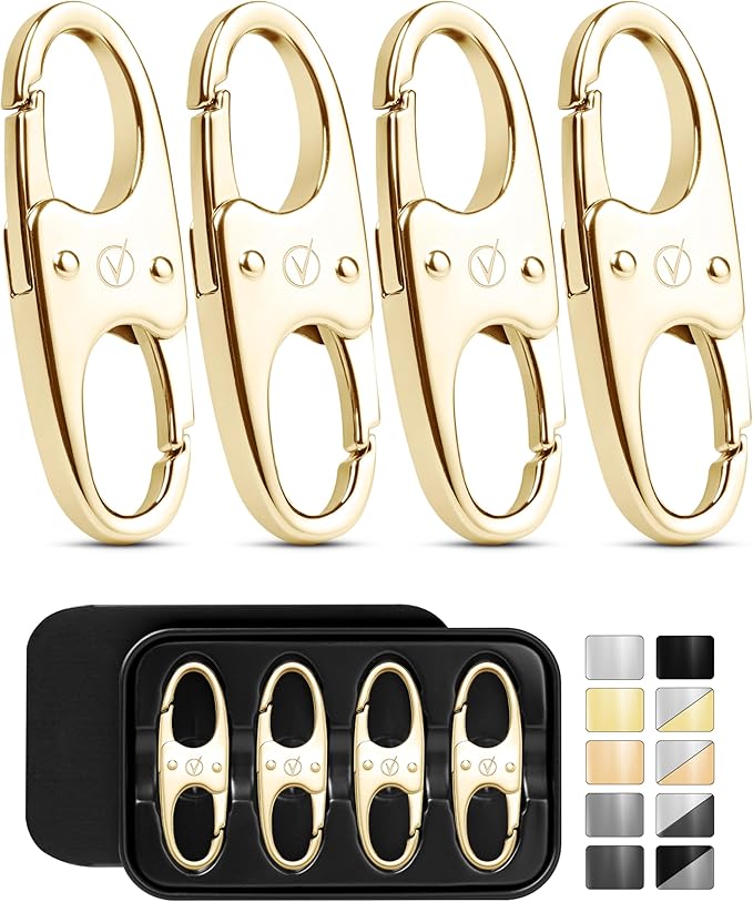 Vantamo Premium 4 Zipper Clips Anti Theft for Backpack, Luggage & Purse, Pull Replacement Zipper Locks, Purse Clip for Travel