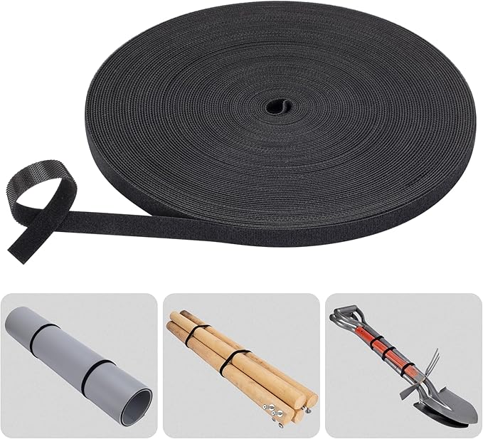 Nylon Hook and Loop Roll 50Yd x 1/2 in, Black Self-Adhesive Reusable Fastener Strips-Customizable Length for Electricians,Home,DIY Cable Tie Alternative,Organizer Tape for Wires(25YdX2Rolls)