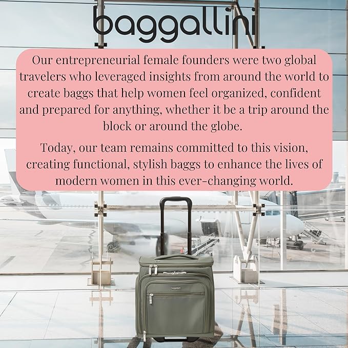 Baggallini Expandable Underseat Carry-On - Lightweight Travel Luggage Carry On Weekender with Wheels