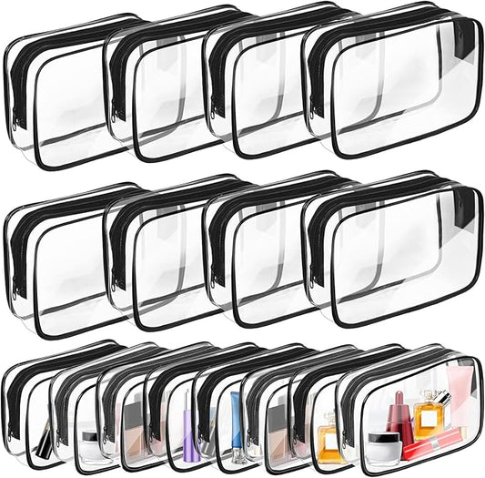 AURUZA Clear Makeup Bag,Portable Travel Toiletry Bags with Zipper, TSA Approved Clear Organizer Bags, PVC Cosmetic Pouch for Airport Airline Compliant