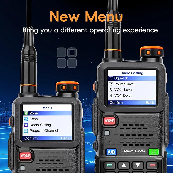 BAOFENG 5RH PRO Ham Radio Handheld, 10W Baofeng Radio with GPS APRS,640 Channels, NOAA Weather Walkie Talkies VHF/1.25M/UHF Aviation Police Band Scanner USB-C Rechargeable Battery Two Way Radio -2Pack