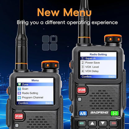 BAOFENG 5RH PRO Ham Radio Handheld, 10W Baofeng Radio with GPS APRS,640 Channels, NOAA Weather Walkie Talkies VHF/1.25M/UHF Aviation Police Band Scanner USB-C Rechargeable Battery Two Way Radio -2Pack