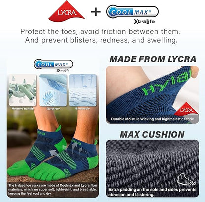 Hylaea No Show Running Athletic Anti-Blister Wicking Coolmax Socks, Seamless Anti-odor