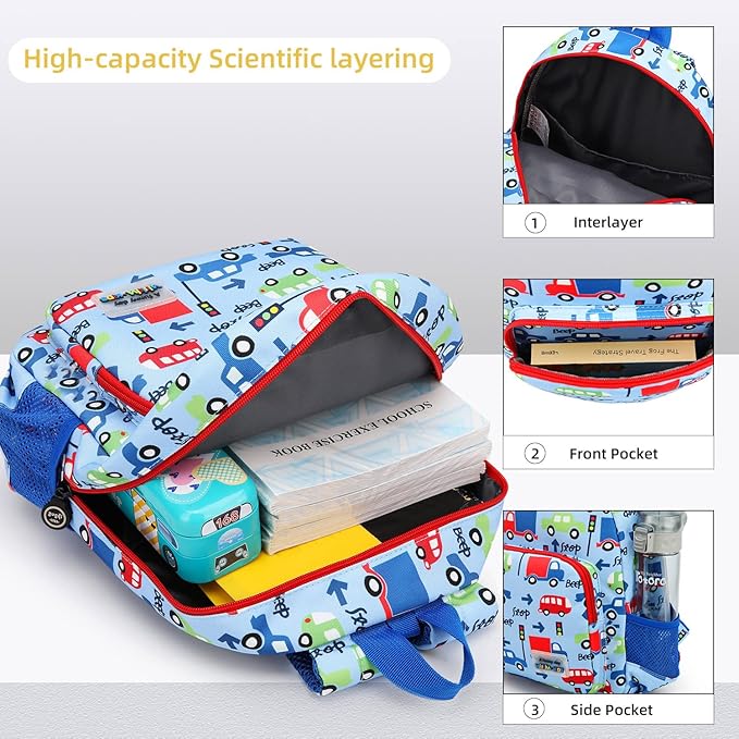 willikiva 3D Dinosaur Backpack Toddler Backpacks for Boys and Girls Kids Backpack Waterproof Preschool Safety Harness Leash (Blue Bus)
