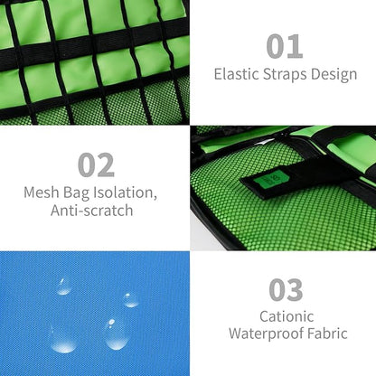 Electronics Travel Organizer,Portable Waterproof Electronic Travel Storage Bag for Small Charging Cord Storage,Charger,SD Card etc,for Travel,Business- Blue Green