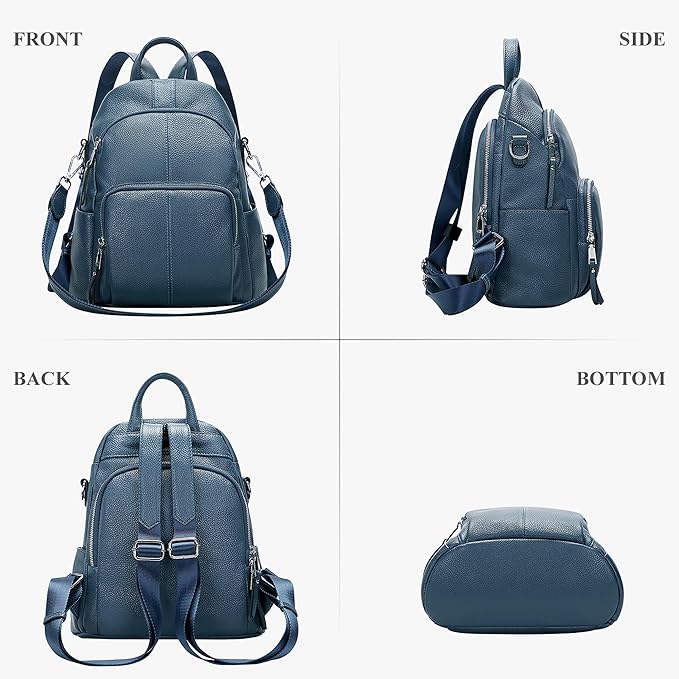 ALTOSY Soft Leather Backpack Purse For Women -theft Backpacks Versatile Shoulder Bag（S81 Linen Blue）