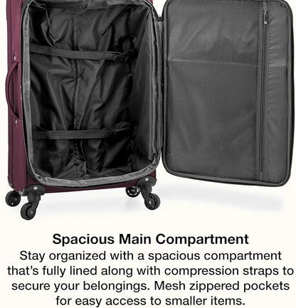 U.S. Traveler Anzio Softside Expandable Spinner Luggage, Burgundy, Carry-on 22-Inch