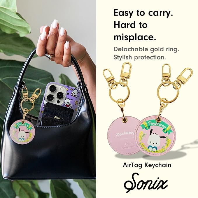 Sonix x Sanrio Keychain Case Compatible with Apple AirTag | Protective Cover Keychain | Hello Kitty & Friends - Floral Pochacco