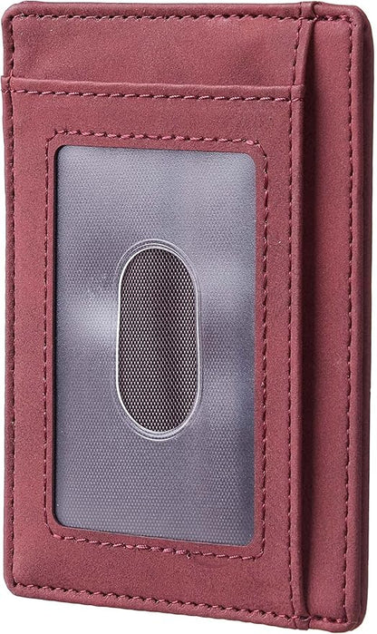 Travelambo Slim Wallet Front Pocket Minimalist Leather RFID Blocking Medium Size