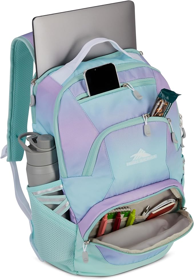 High Sierra Swoop Backpack with Laptop Pocket + Tablet Sleeve, Fits most 17” Laptops, 30L, Purple Blue