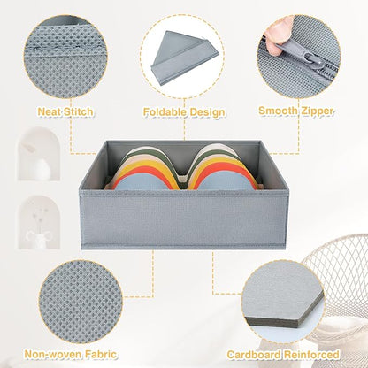 DIMJ Drawer Organizer Clothes, 15 Pack Underwear Organizer, Foldable Closet Bins, Sock Organizer Bra Cube, Fabric Dresser Box for Clothes, Bra, Socks, Tie (Grey)