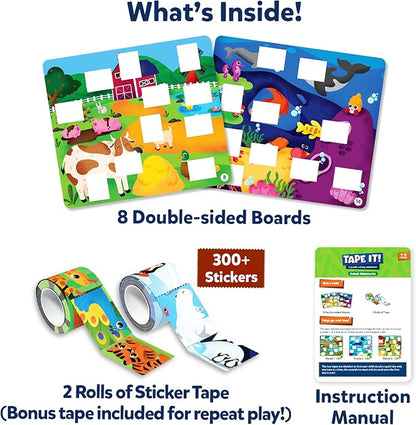 Skillmatics Puzzle Activity - Tape It Animal Sticker Puzzles, 300+ Easy-Tear Stickers, Reusable Art & Craft Kit, Educational Fine Motor Skills & Travel Toy, Gift for Kids Ages 4, 5, 6, 7, 8