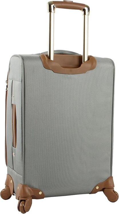 Steve Madden Designer-Gepckkollektion Leichter Softside-Koffer fr Damen und Herren strapazierfhige 50,8 cm groe Tragetasche mit 4 rollenden Spinner-Rdern, Harlo Gray, 21.5 inches, Carry on Bag With