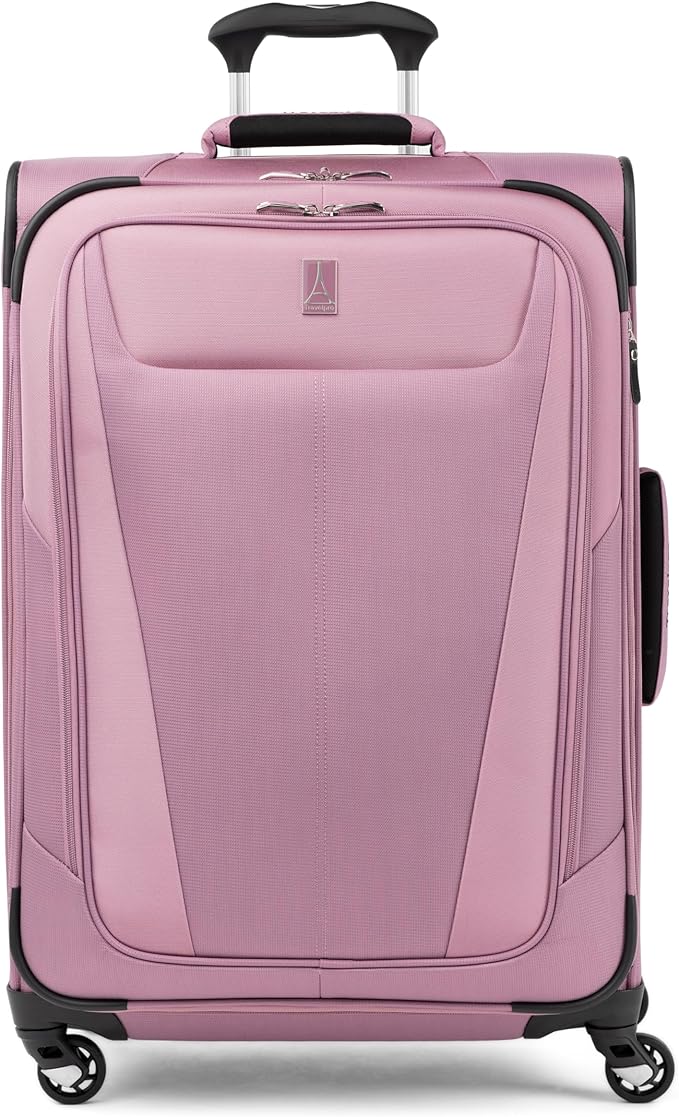 Travelpro Maxlite 5 Softside Expandable Luggage with 4 Spinner Wheels, Lightweight Suitcase, Men and Women, Orchid Pink Purple, Checked-Medium 25-Inch