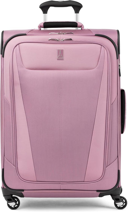 Travelpro Maxlite 5 Softside Expandable Luggage with 4 Spinner Wheels, Lightweight Suitcase, Men and Women, Orchid Pink Purple, Checked-Medium 25-Inch