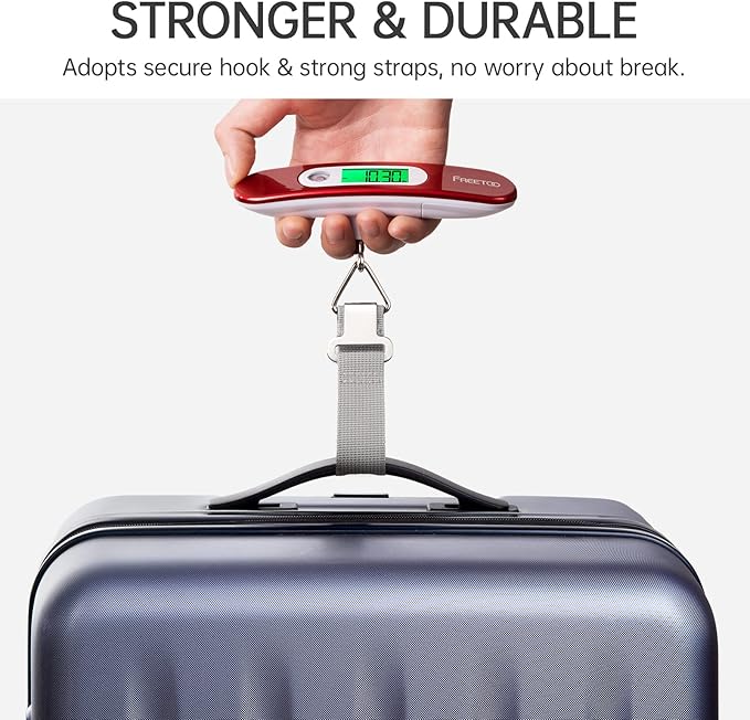 FREETOO Luggage Scale Portable Digital Hanging Scale for Travel, Suitcase Weight Scale with Superior Piano Lacquer 110 Lb/ 50Kg Capacity, Battery Included