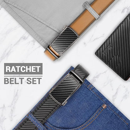 Zitahli Mens belt 2 Pack - Men Leather Belt Design for Work Business and Casual Golf Jeans-Men's Accessories Gifts for Men