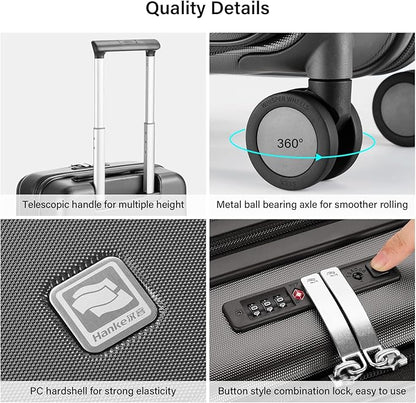 Hanke Hardside Expandable Carry On Luggage, 20 Inch Top Opening Trunk Luggages with Spinner Wheels, All-PC Hard Shell Carry-On Suitcase, Lightweight & TSA Airline Approved (Graphite Grey, 46L)