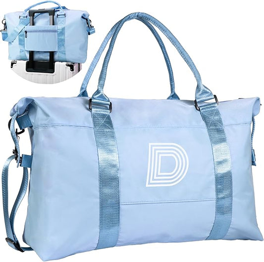 Birthday Gifts for Teen Girls, Initial Travel Girls Duffel Bag, Kids Sports Gym Bag, Trendy Teen Girl Stuff Weekender Bag,Kid Overnight Bag, Birthday Gifts Daughter Gifts Friend(Letter D)