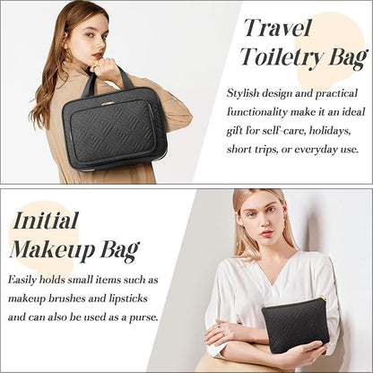 Personalized Gifts for Women, Initial Toiletry Bag Hanging Travel Organizer & Makeup Cosmetic Bag with Embroidery Letter Teacher Appreciation Gift Birthday Christmas Gifts for Mom Wife Friend Sister