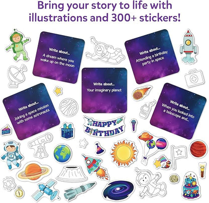 Skillmatics Storybook Art Kit - Create Space-Themed Stories, DIY Craft & Writing Kit with 300+ Stickers, Scrapbooking Activity, Gifts for Kids Ages 5, 6, 7, 8, 9, 10