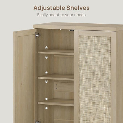 SICOTAS Rattan Shoe Storage Cabinet - Modular Shoe Cabinets with Door Tall Large Shoe Cabinet Storage for Entryway - 31.2" Wide Modular Cabinet for Hallway, Living Room