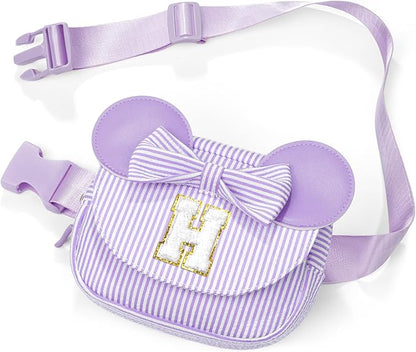 Birthday Gifts for 4 5 6 7 8 9 10 11 12 13 14 Year Old Girls - Belt Bag for Kids Teens Girls 8-12, Initial Fanny Pack Belt Bag Purse for Girl Teen Daughter Sister Kids Birthday Gift Purple H