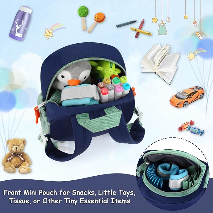 Accmor Toddler Backpack with Leash, Cute Child Safety Walking Harness Bag with Anti Lost Wrist Link, Toddlers Backpacks Kids Travel Essential Mini Rucksack Back Pack Strap Tether for Baby Boys Girls