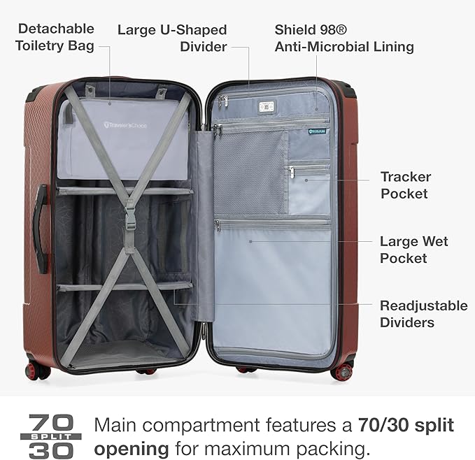 Traveler's Choice Maxporter II 30" Hardside Spinner Trunk Luggage, TSA Lock, Red