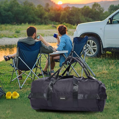 80L Rolling Duffle Bag with Wheels - Heavy-Duty 33.5" Foldable Duffel, Water-Resistant Wheeled Luggage with Shoulder Straps for Camping, Gym, Airplane (Grey)