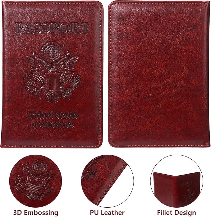 8 PCS Passport Holder Cover Combo Leather Passport Holder Combo with Vaccine Card Slot Passport Cover Passport Case Cover Protector PU Travel Documents Organizer for Women and Men Passport Wallet