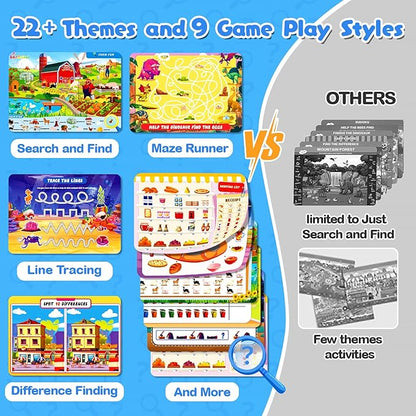 Search and Find Game Books - Preschool Learning Activities for Kids Age 3-8, Travel Games for or Road Trip Car Airplane, Educational Seek Activity Birthday Gifts for Boys and Girls