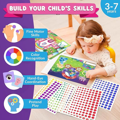 Dot Art Activity - Unicorn & Princess Sticker Kit, Toddler Art & Craft Supplies for Kids, Birthday Gifts for Boys & Girls Ages 3, 4, 5, 6, 7 Year Old - Kids Travel Toys, Airplane Must Have